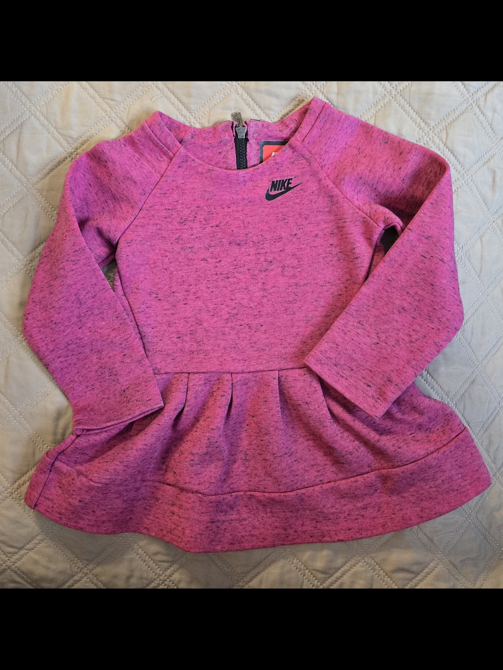 Nike Pink Heathered Long-Sleeve Sweatshirt Dress 24mo